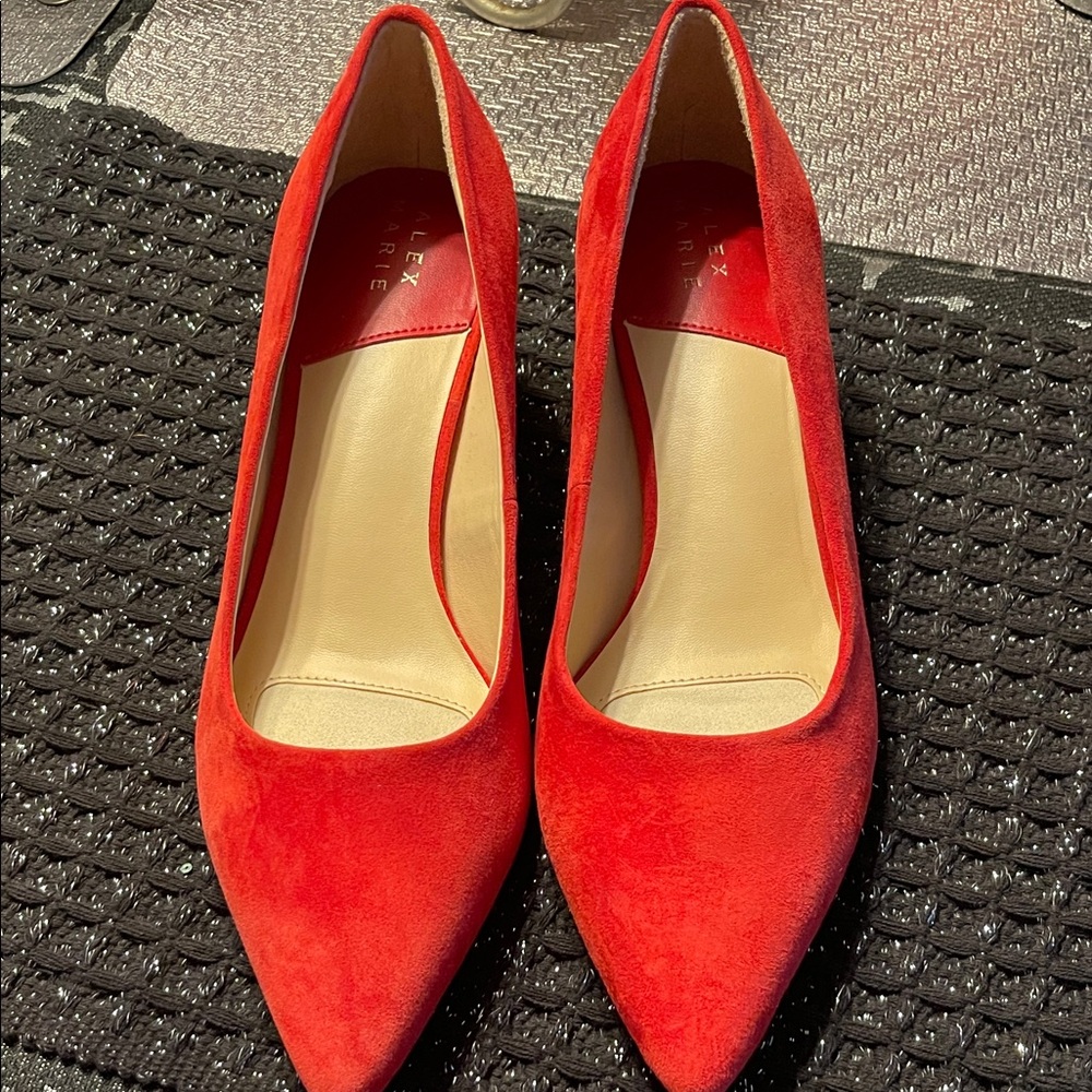 Alex Marie Vibrant Red Suede Heels